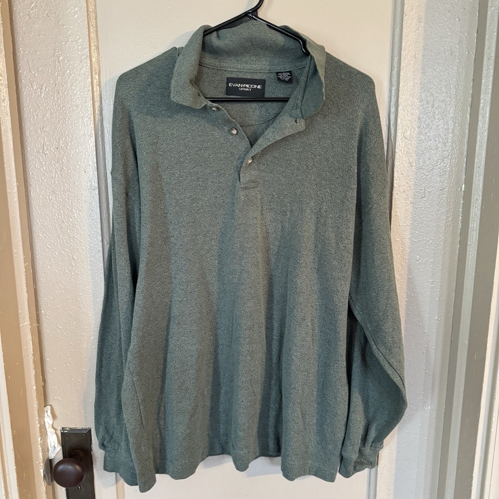 VTG 90s Evan Picone Sport Shirt Men's L Golf Style Shirt Textured Knit Casual